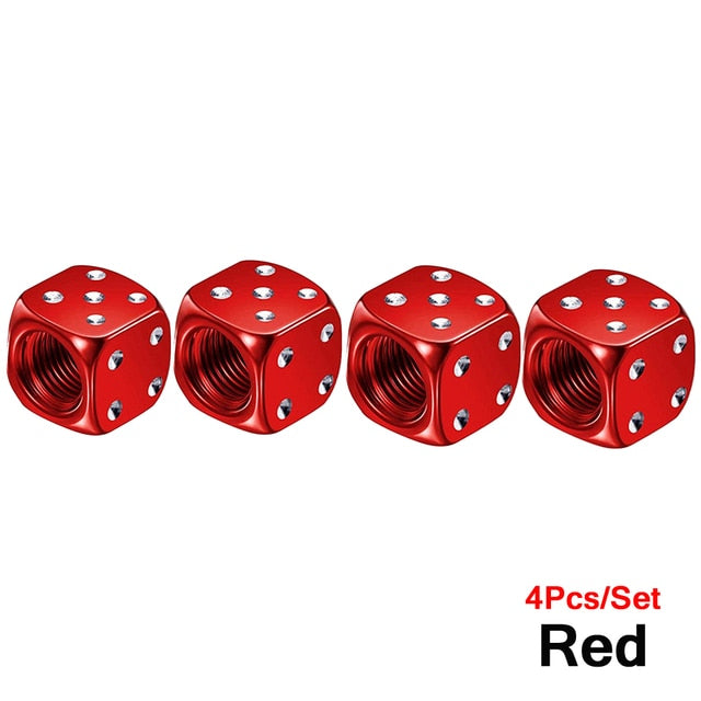 4Pcs Set Bike Dice Dust Valve Cap red