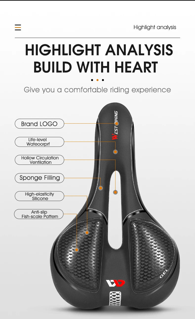WEST BIKING Gel Comfort Bicycle Saddle