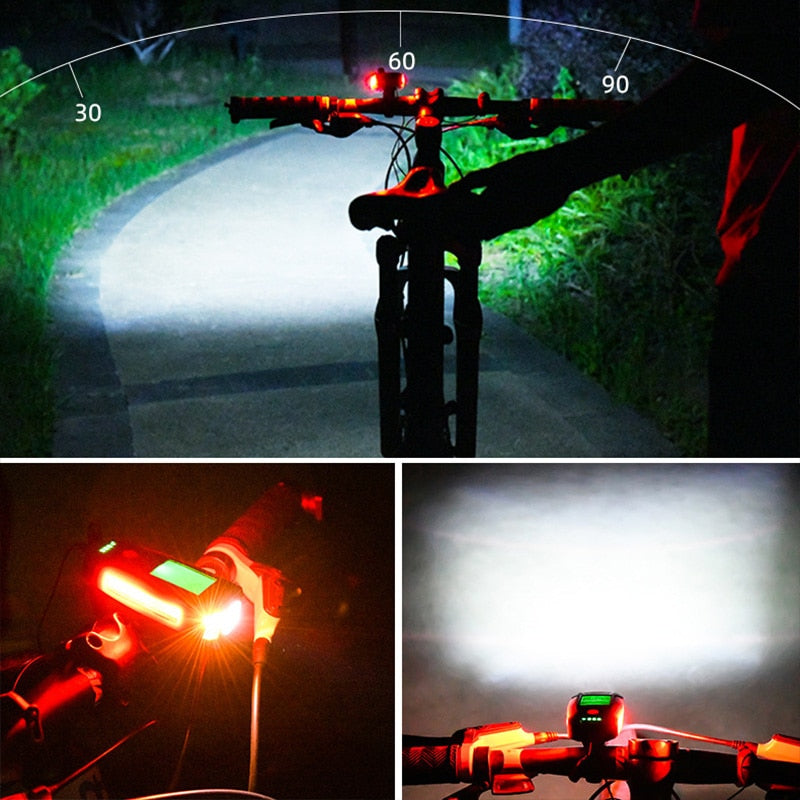 3 in 1 USB Bicycle Light, Horn, Odometer