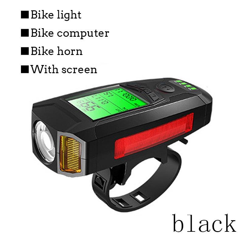 3 in 1 USB Bicycle Light, Horn, Odometer