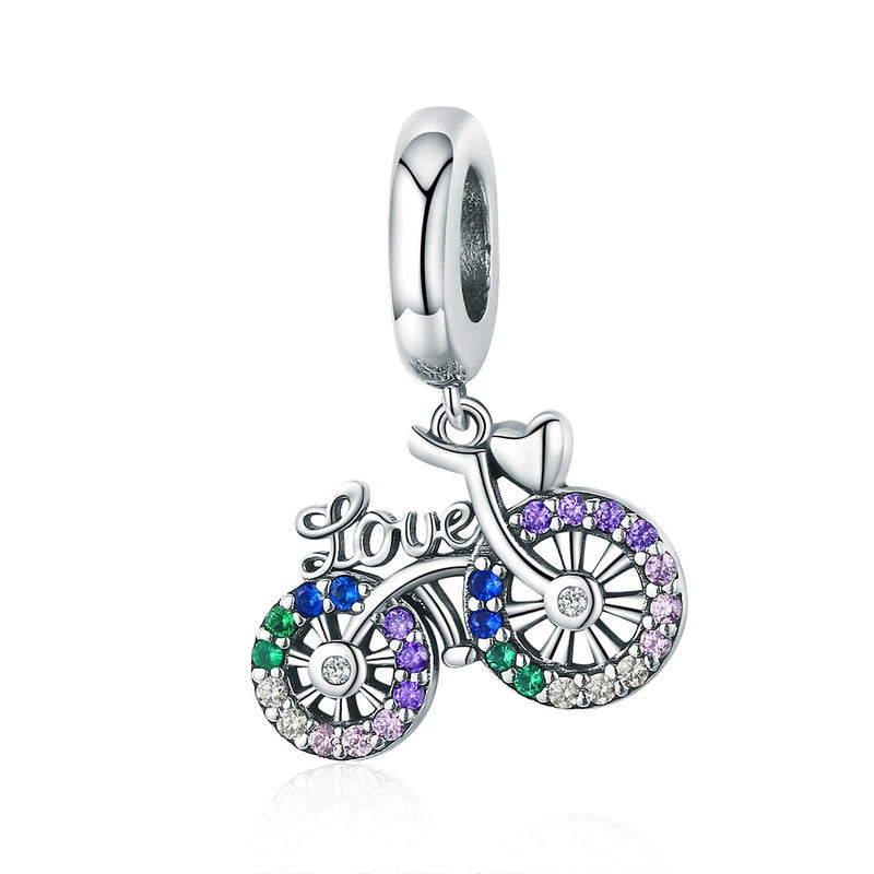 Sterling Silver Bicycle Shape Pendant Charm