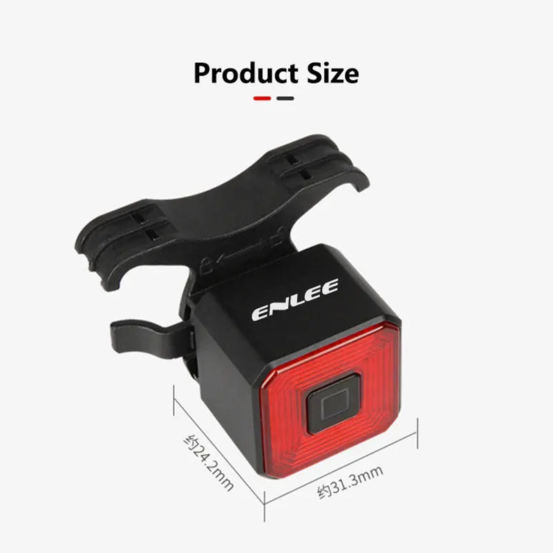 ENLEE Rear Bicycle Light, USB charging, built in power display indicator, IPX6-Waterproof
