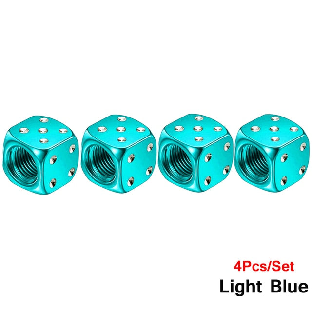 4Pcs Set Bike Dice Dust Valve Cap in popping colours