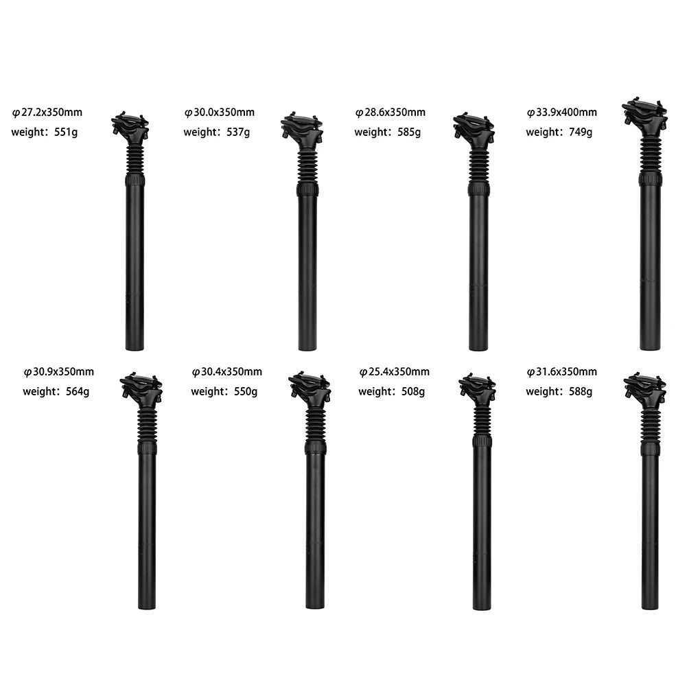 Suspension Seatpost 25.4/27.2/28.6/30.0/30.4/30.9/31.6 x 350mm Bicycle Seat Post 33.9 x 400mm Shock Absorb Damping Seat Tube