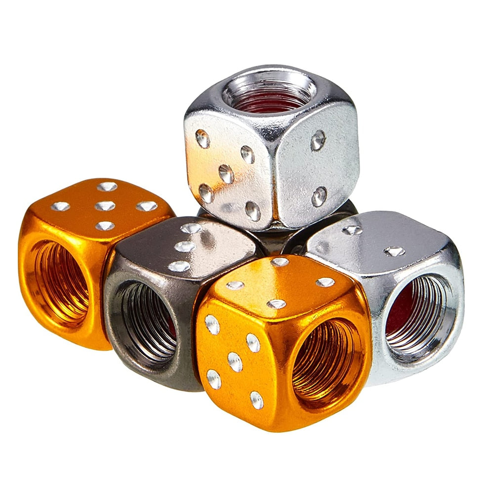4Pcs Set Bike Dice Dust Valve Cap in popping colours