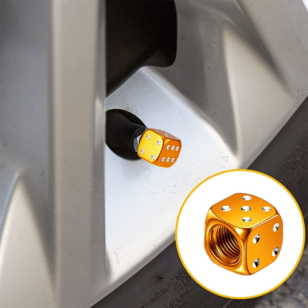 4Pcs Set Bike Dice Dust Valve Cap in popping colours