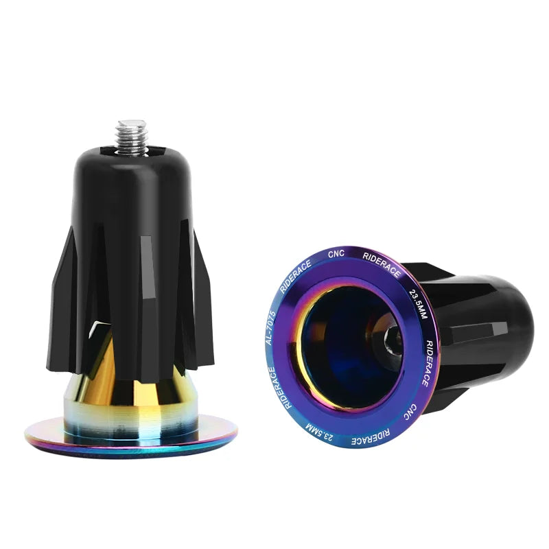 A Pair Riderace Bike Handlebar End Plugs in jazzy shades