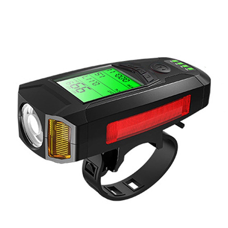 3 in 1 USB Bicycle Light, Horn, Odometer