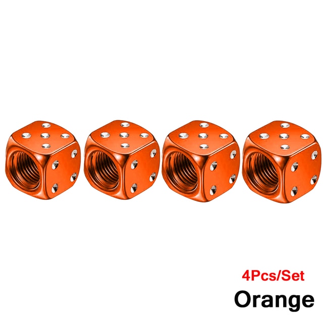 4Pcs Set Bike Dice Dust Valve Cap in popping colours