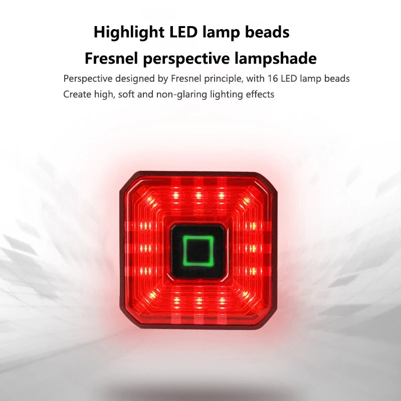 ENLEE Rear Bicycle Light, USB charging, built in power display indicator, IPX6-Waterproof