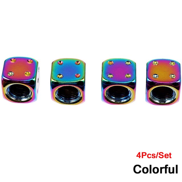 4Pcs Set Bike Dice Dust Valve Cap in popping colours
