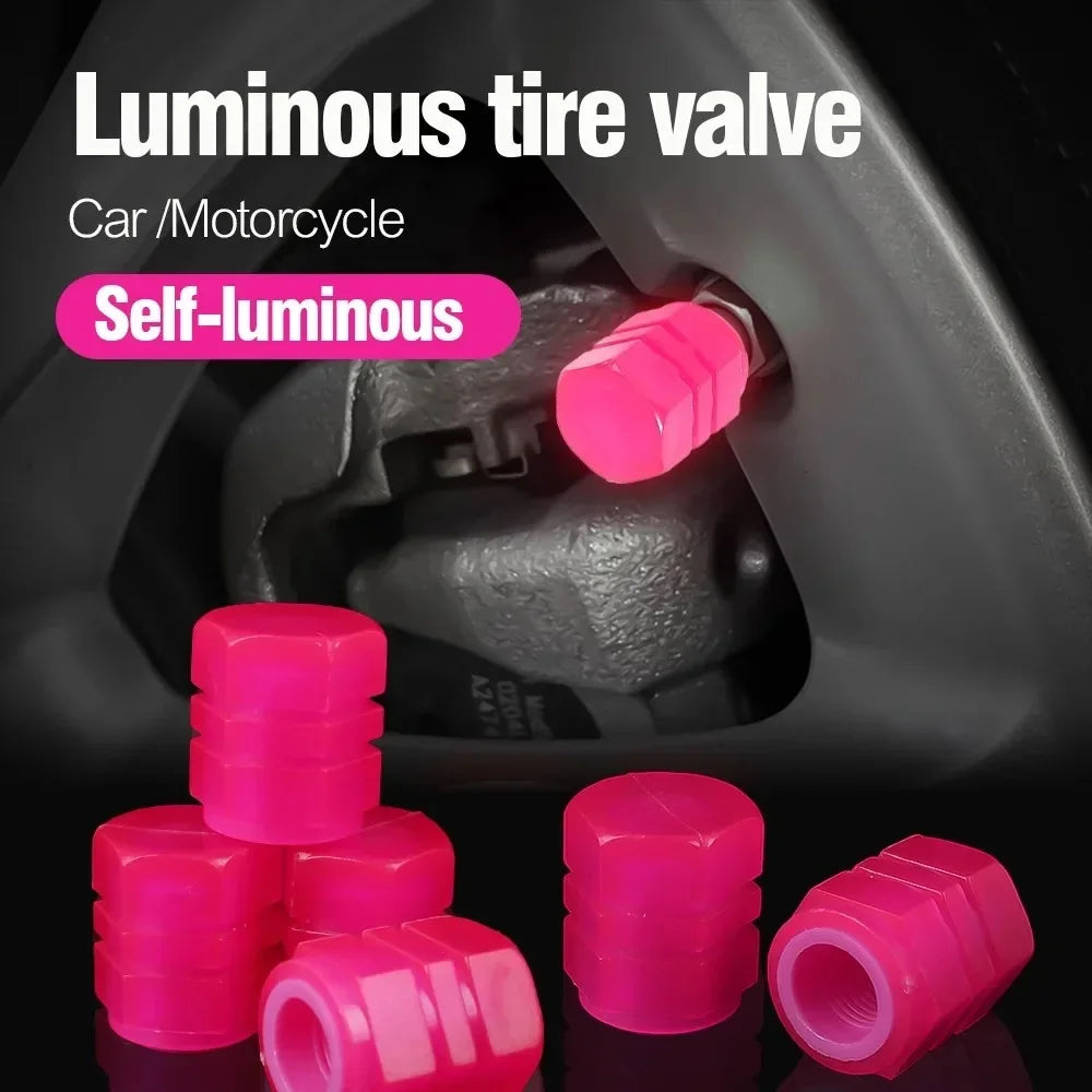 20 PCS Luminous Tyre Dust Valve Caps Schrader fit for Bike Wheel