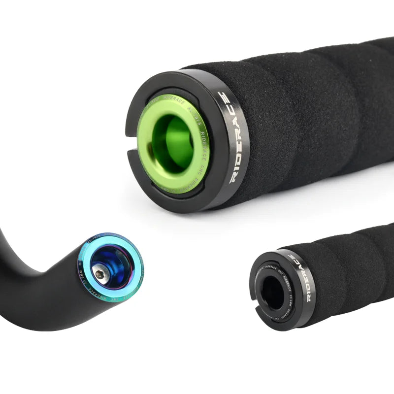 A Pair Riderace Bike Handlebar End Plugs in jazzy shades