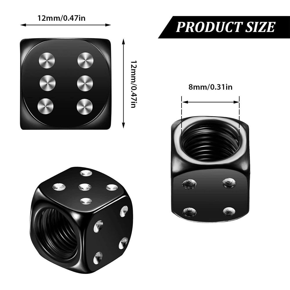 4Pcs Set Bike Dice Dust Valve Cap in popping colours
