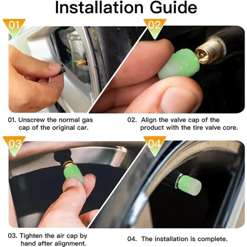 20 PCS Luminous Tyre Dust Valve Caps Schrader fit for Bike Wheel