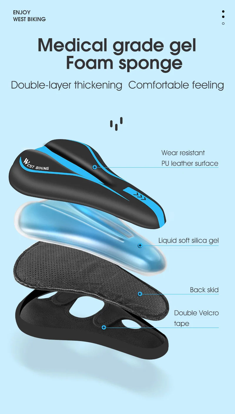 PU Leather Comfy GEL Silicone Cycling Seat Cover
