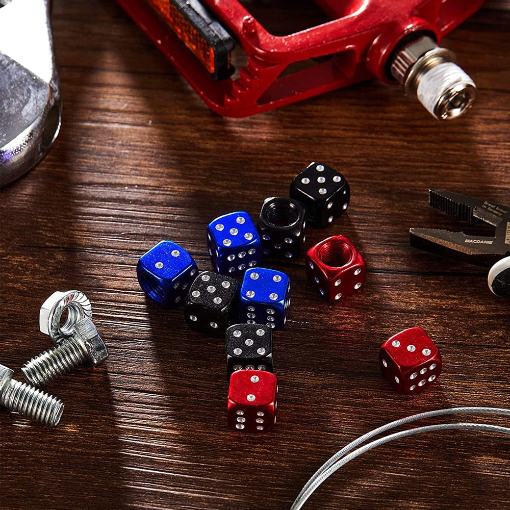 4Pcs Set Bike Dice Dust Valve Cap in popping colours