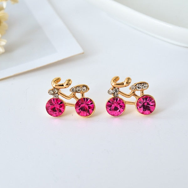 bicycle earrings pink