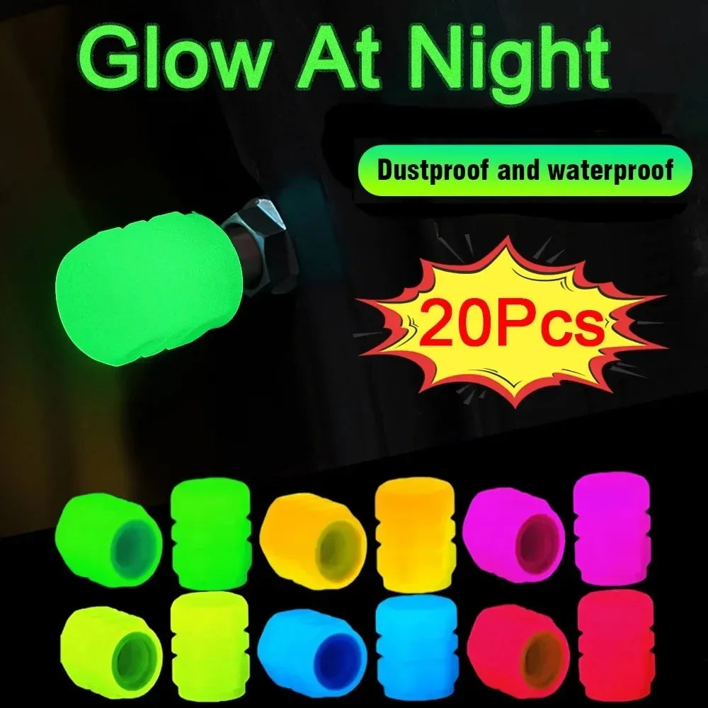 glow at night valve caps bike wheels