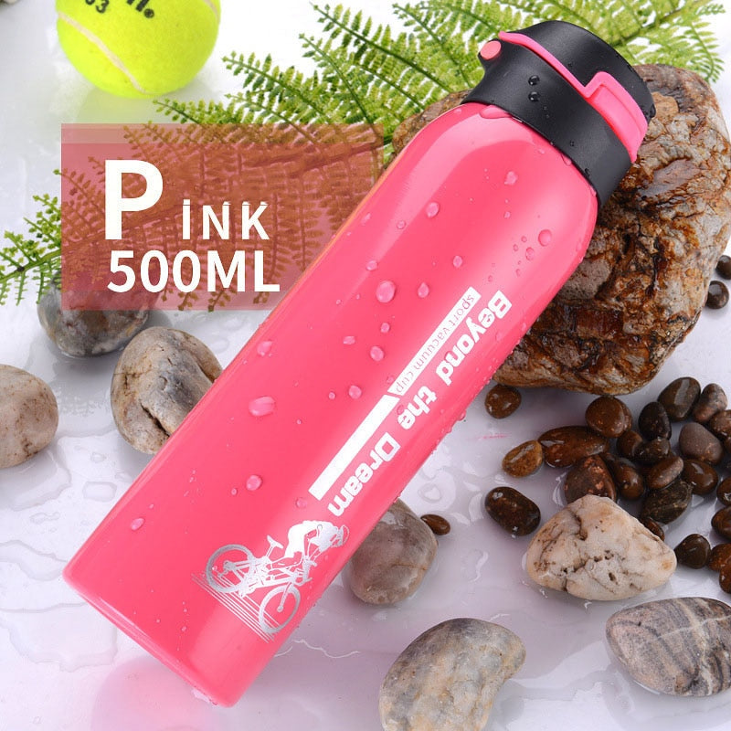 500ml Bicycle Insulated Double Walled Water Bottle Stainless Steel pink