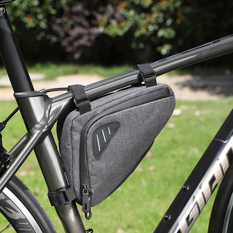 Rainproof Bicycle Triangle Bag Top Tube Frame Bag with Reflective Stripes suitable for Road, Mountain electric and all types of bikes