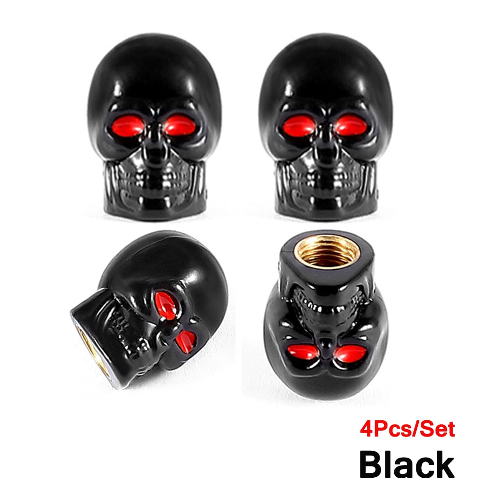 Skull Bike Valve Dust Caps available in 5 different colours