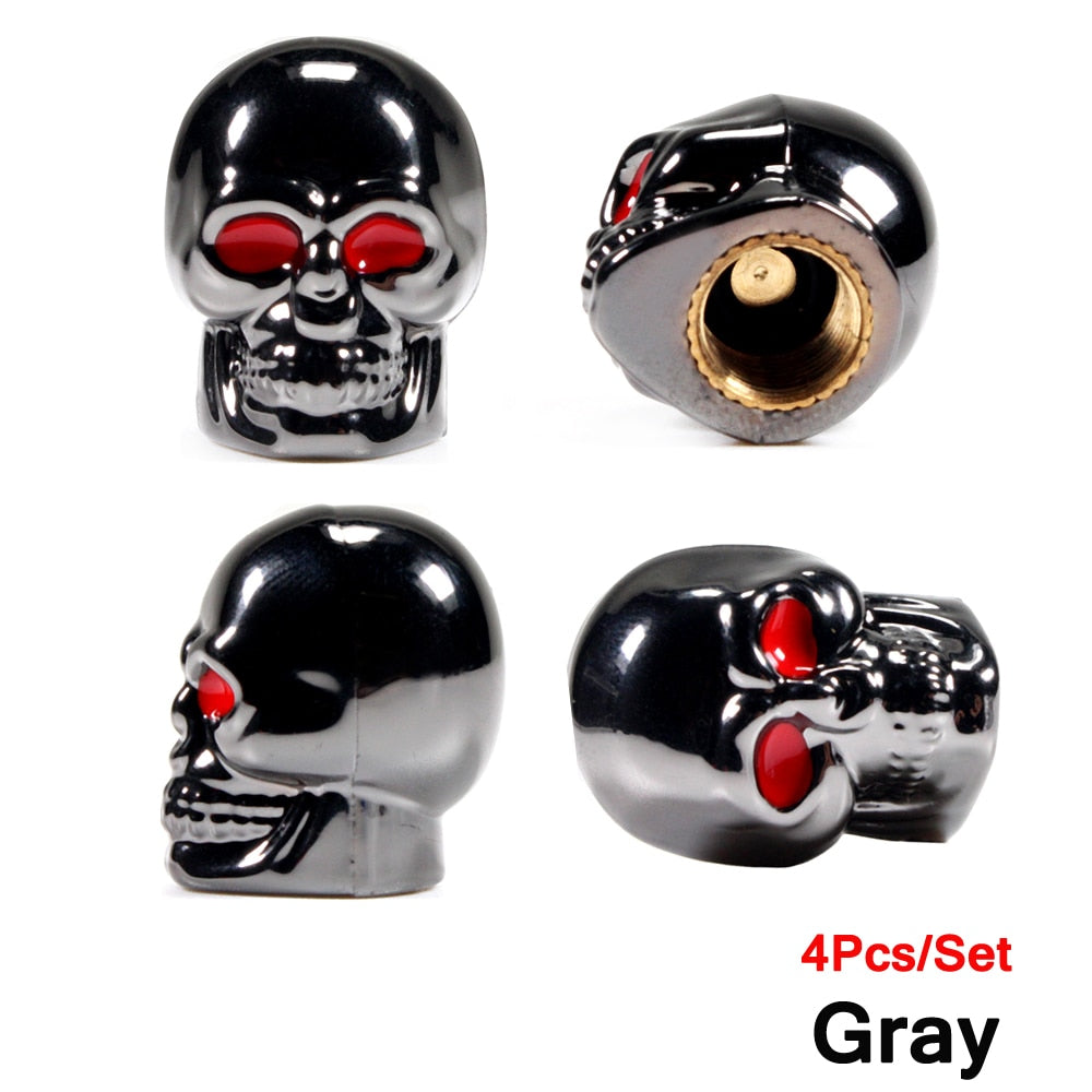 Skull Bike Valve Dust Caps available in 5 different colours