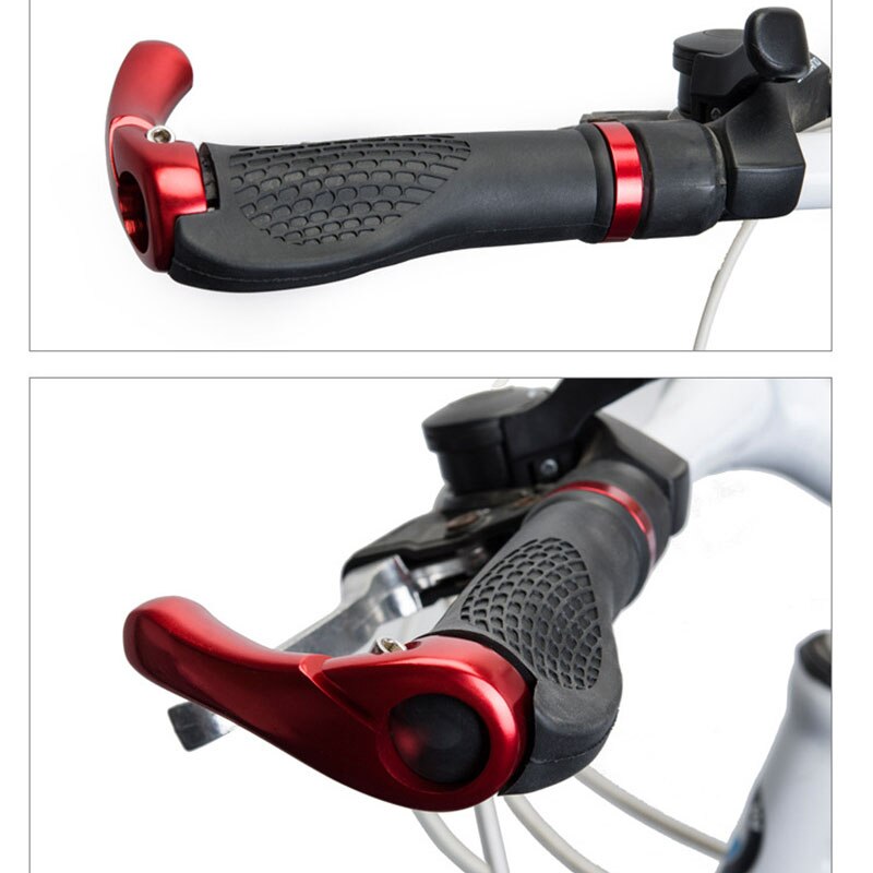 Mountain bike handlebar grips with horns, available in blue, red, white, gold