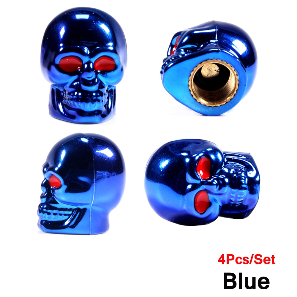 Skull Bike Valve Dust Caps available in 5 different colours