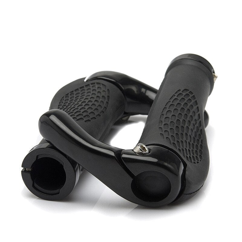 Mountain bike handlebar grips with horns, available in blue, red, white, gold