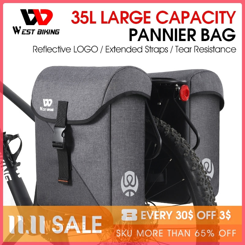 25L-35L Cycling rear rack Pannier Bags, for road, mountain and electric bikes.