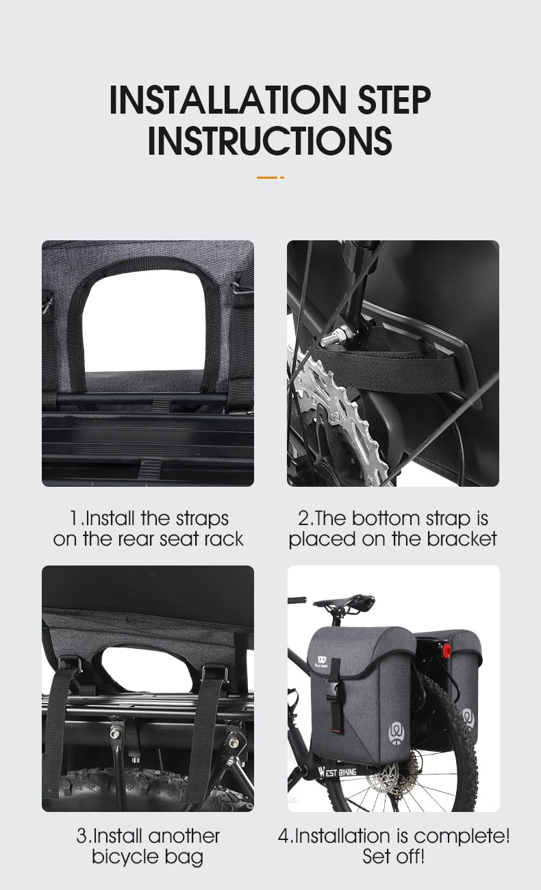 25L-35L Cycling rear rack Pannier Bags, for road, mountain and electric bikes.