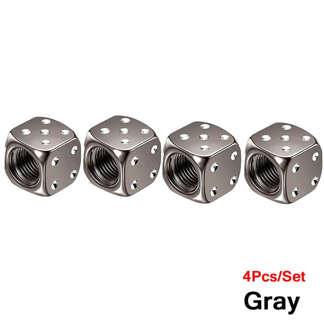4Pcs Set   Bike Dice  Dust Valve Cap grey