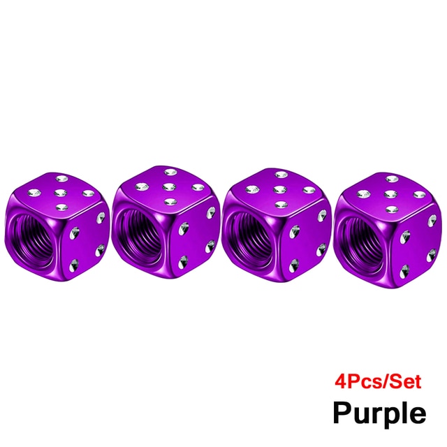 4Pcs Set   Bike Dice  Dust Valve Cap purple