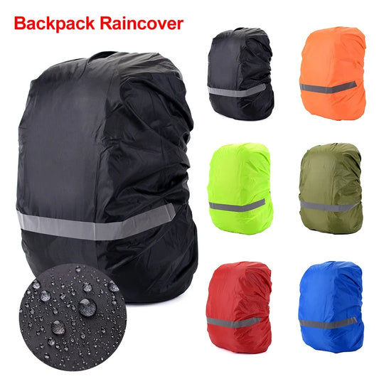 Backpack or bag rain cover with reflective strip in various bright colours