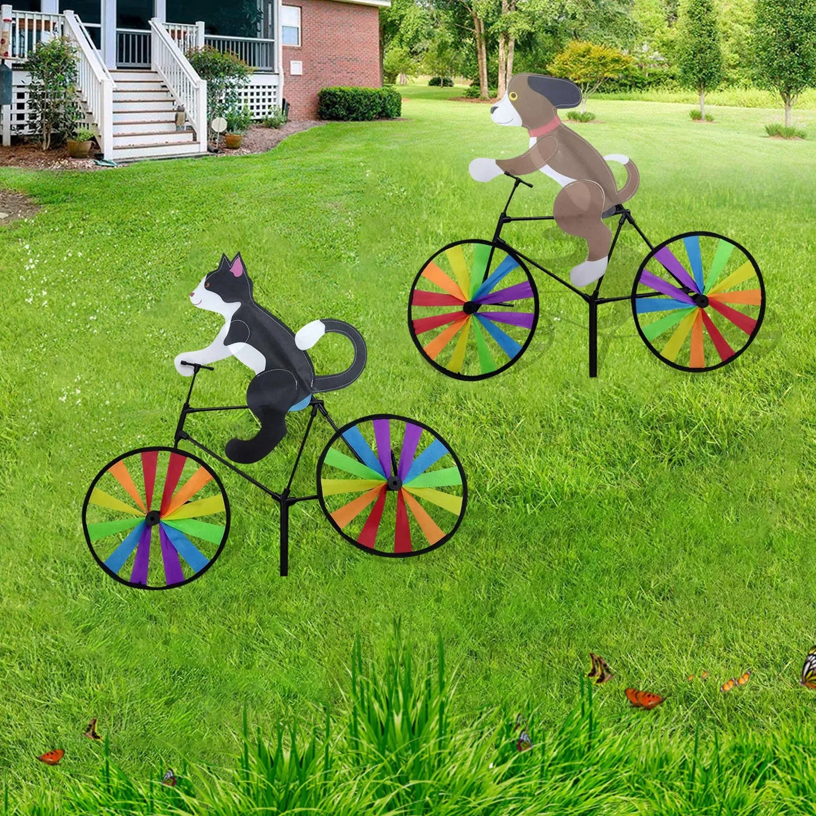 Bicycle Wind Spinners for your Garden, garden decor cat or dog