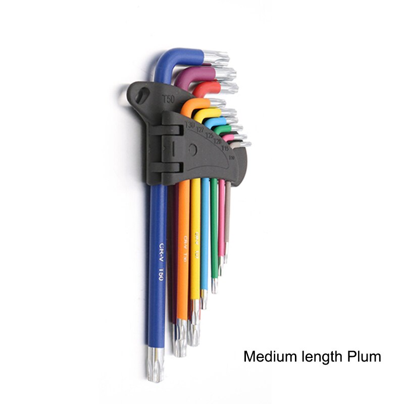 9Pcs 1.5mm-10mm Color Coded Ball-End Hex Allen Key L Wrench Set Torque Long Metric With Sleeve Hand Tools Bicycle Accessories