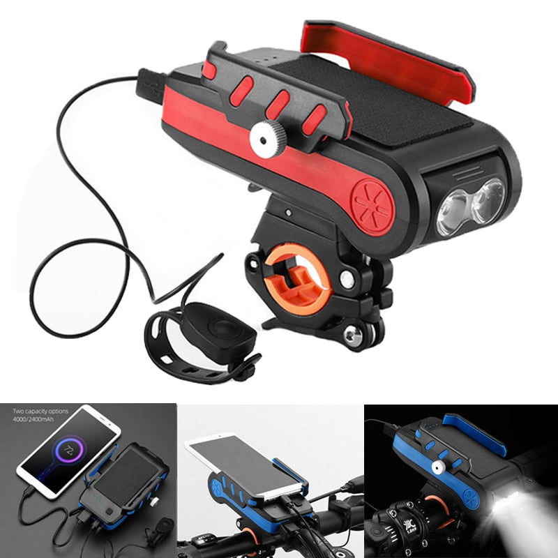 4 IN 1 Led Bicycle Light  Horn Phone Holder and Speaker