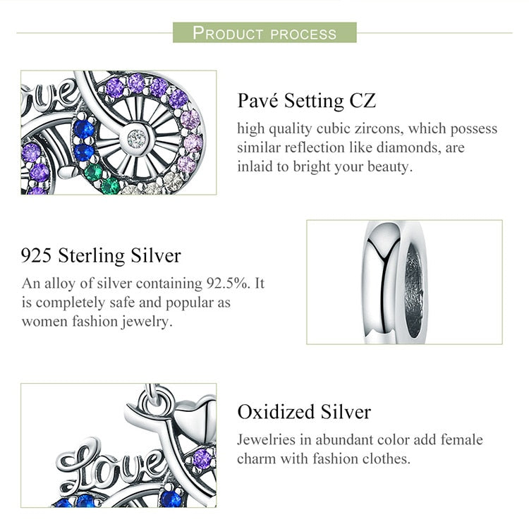 Sterling Silver Bicycle Shape Pendant Charm