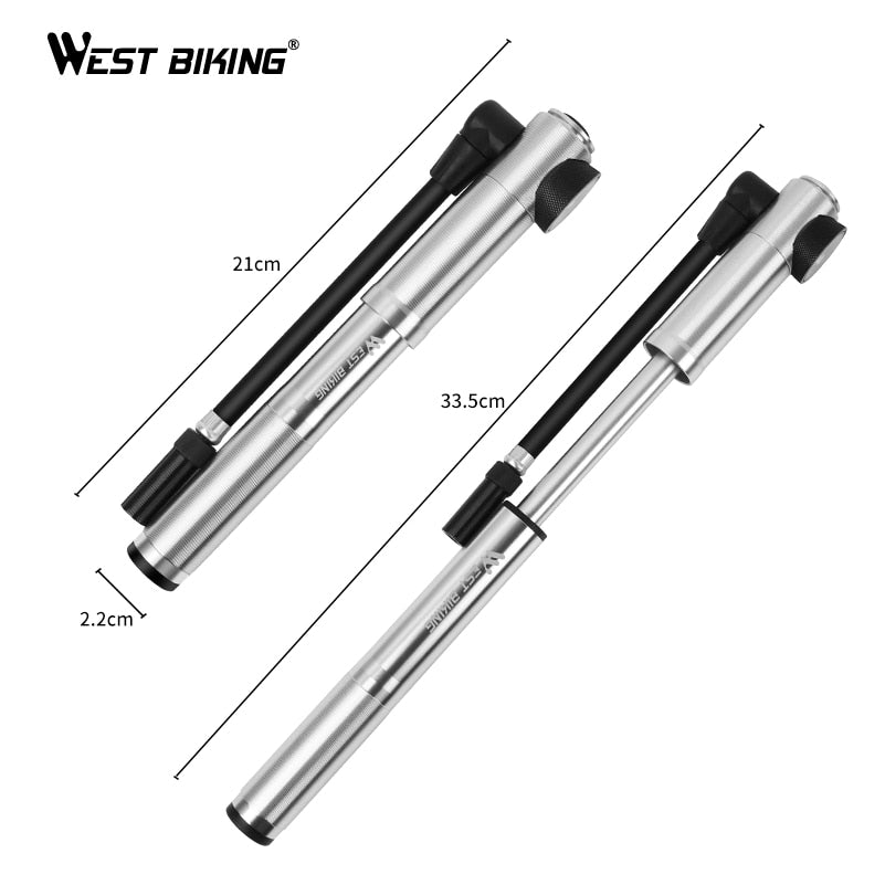 WEST BIKING Portable Mini Bicycle Pump up to160 PSI High Pressure