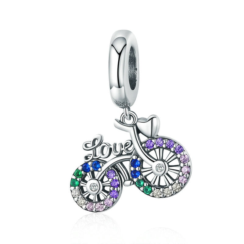 Sterling Silver Bicycle Shape Pendant Charm