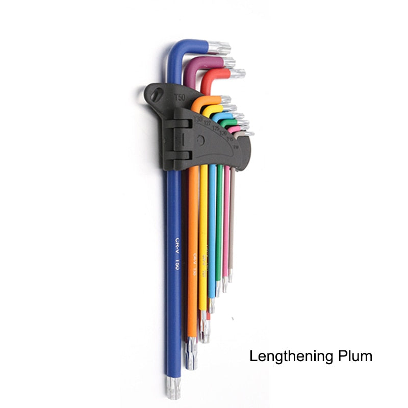 9Pcs 1.5mm-10mm Color Coded Ball-End Hex Allen Key L Wrench Set Torque Long Metric With Sleeve Hand Tools Bicycle Accessories