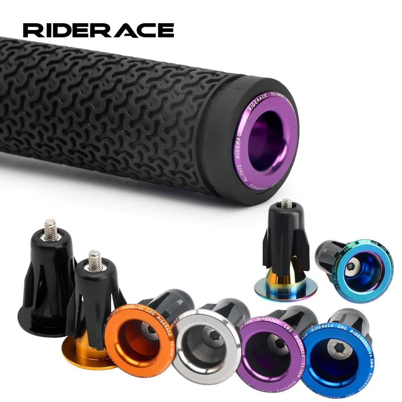 Riderace Bike Handlebar End Plugs made from alloy, part of a bicycle accessories collection