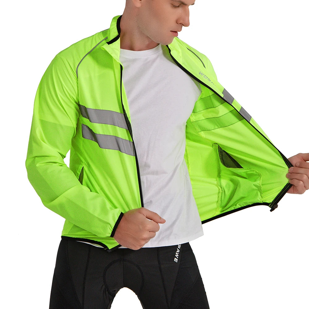 High Vis Cyclist Reflective long Sleeve Windbreaker Jacket