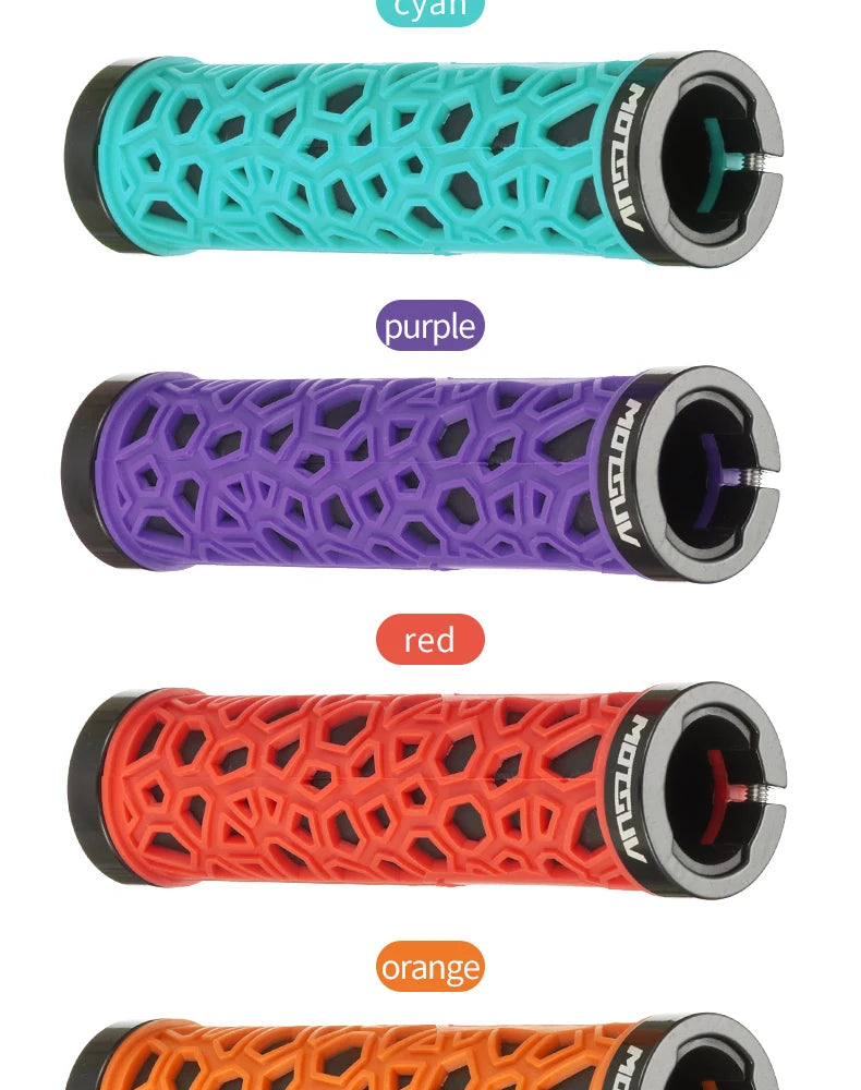 Bicycle Handlebar Grips in Orange, Red, Black Cyan and Purple