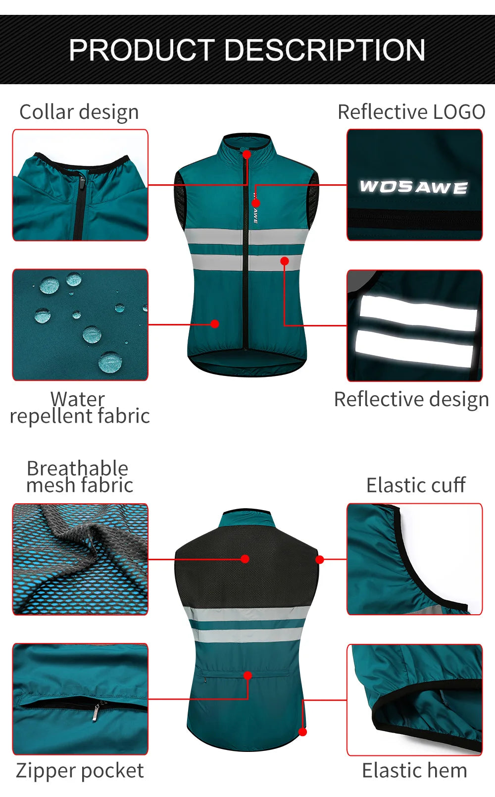 High Vis Cyclist Reflective long Sleeve Windbreaker Jacket