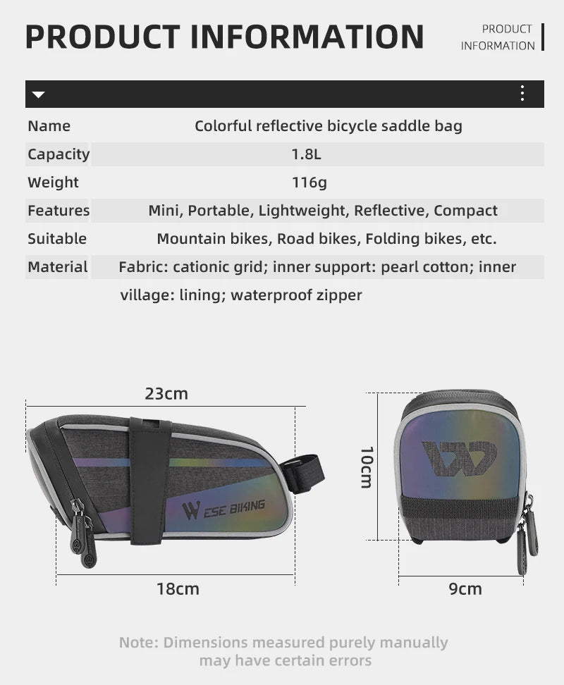 WEST BIKING Bike Saddle Bag 1.8L