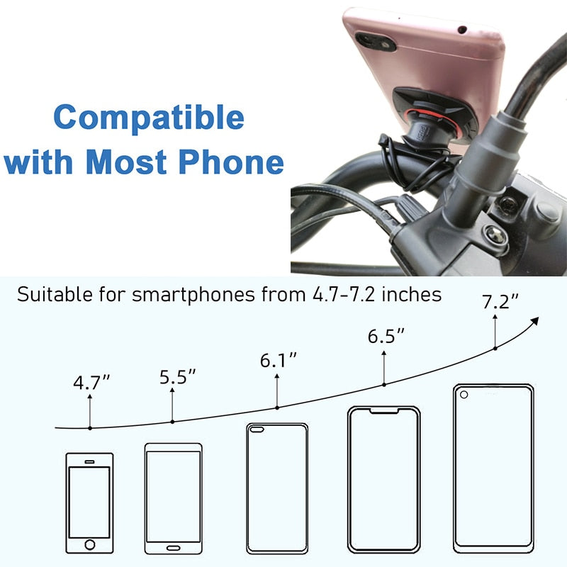 Bicycle Phone Holder suitable for all types of bikes, scooters and motorbikes.  Fits all types of phones.