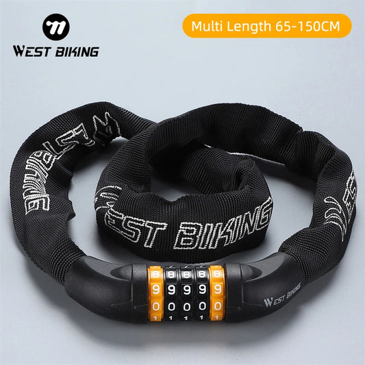 WEST BIKING 65-150cm  Bike Chain with 5 Digit code Lock