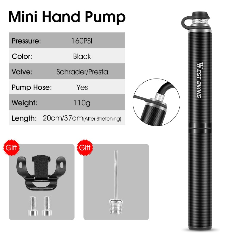 WEST BIKING Mini Bicycle Pump with Extension Hose